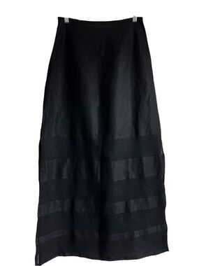 A-rticles linen side slit striped sheer maxi skirt size 38 excellent condition